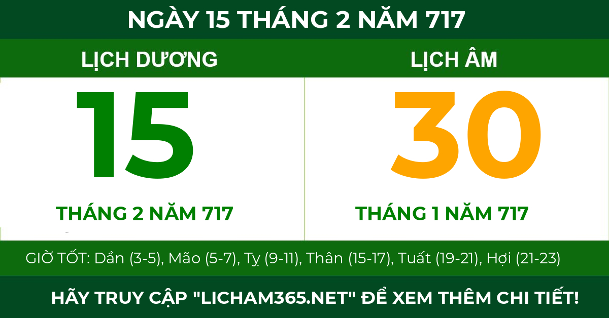 lịch âm ngày 15 tháng 2 năm 717