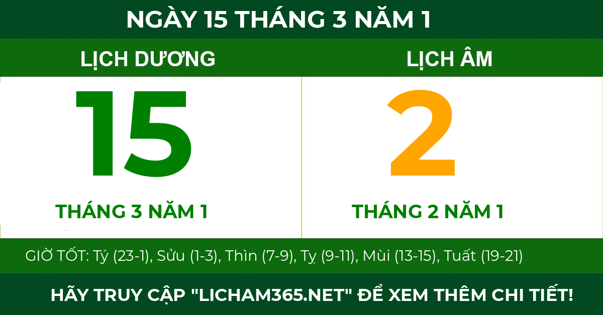 lịch âm ngày 15 tháng 3 năm 1