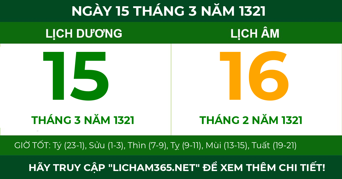 lịch âm ngày 15 tháng 3 năm 1321