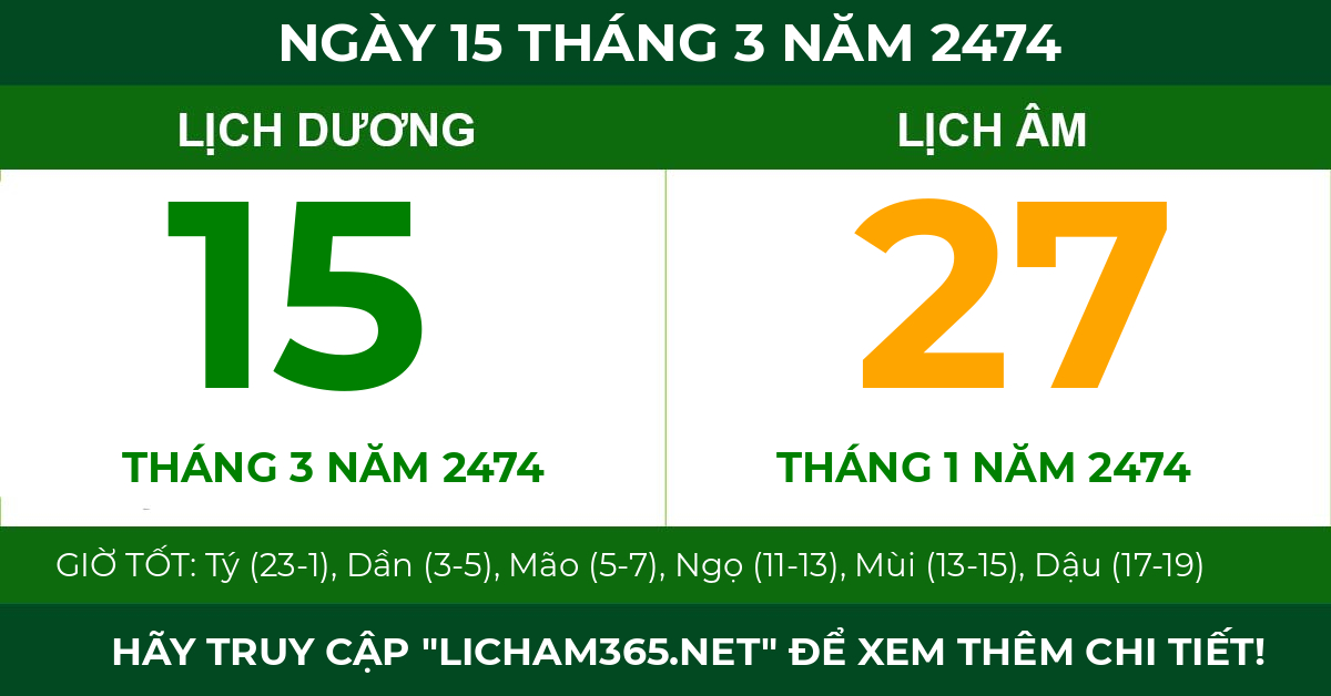 lịch âm ngày 15 tháng 3 năm 2474