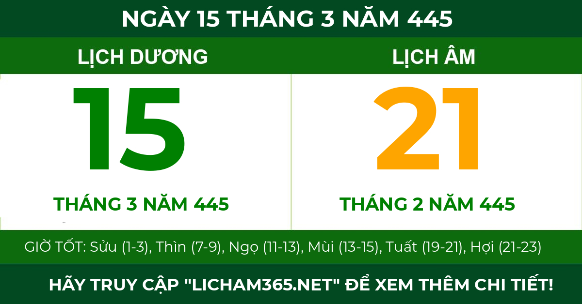 lịch âm ngày 15 tháng 3 năm 445