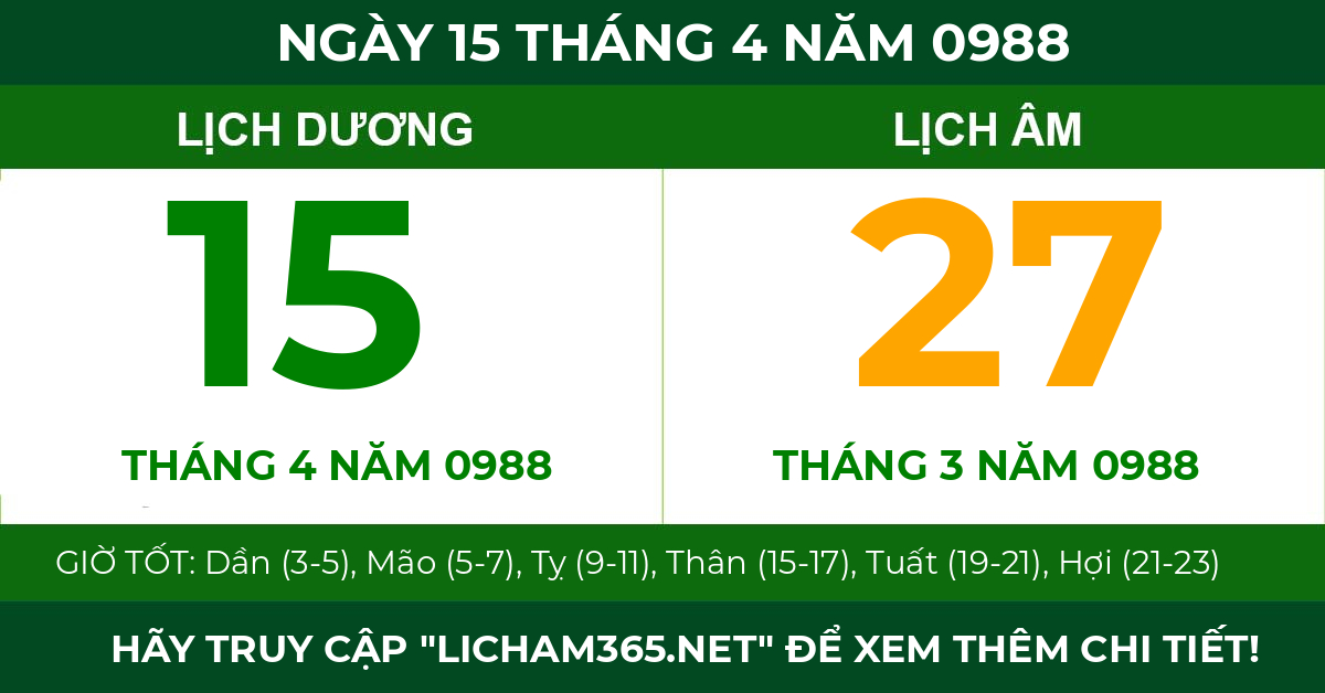 lịch âm ngày 15 tháng 4 năm 0988