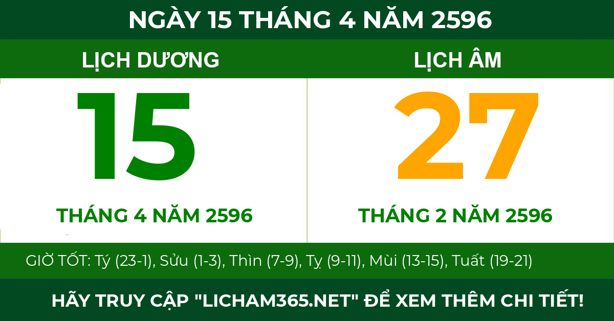 lịch âm ngày 15 tháng 4 năm 2596