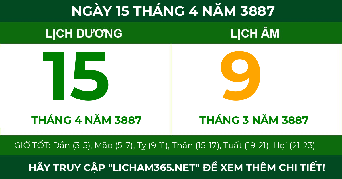 lịch âm ngày 15 tháng 4 năm 3887