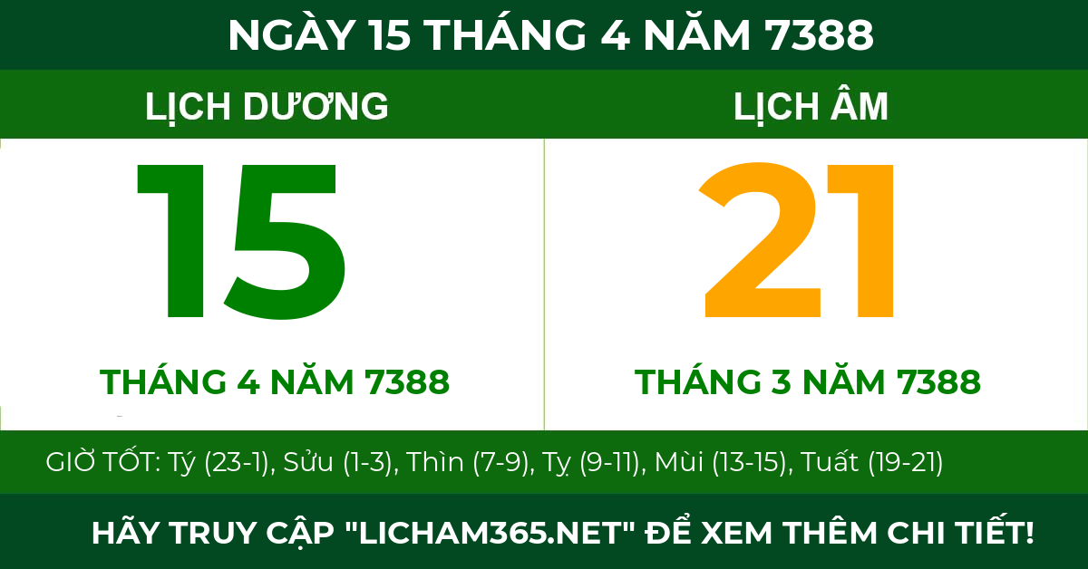 lịch âm ngày 15 tháng 4 năm 7388