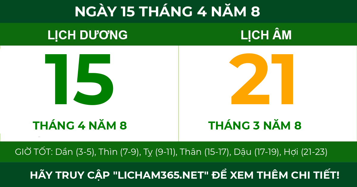 lịch âm ngày 15 tháng 4 năm 8