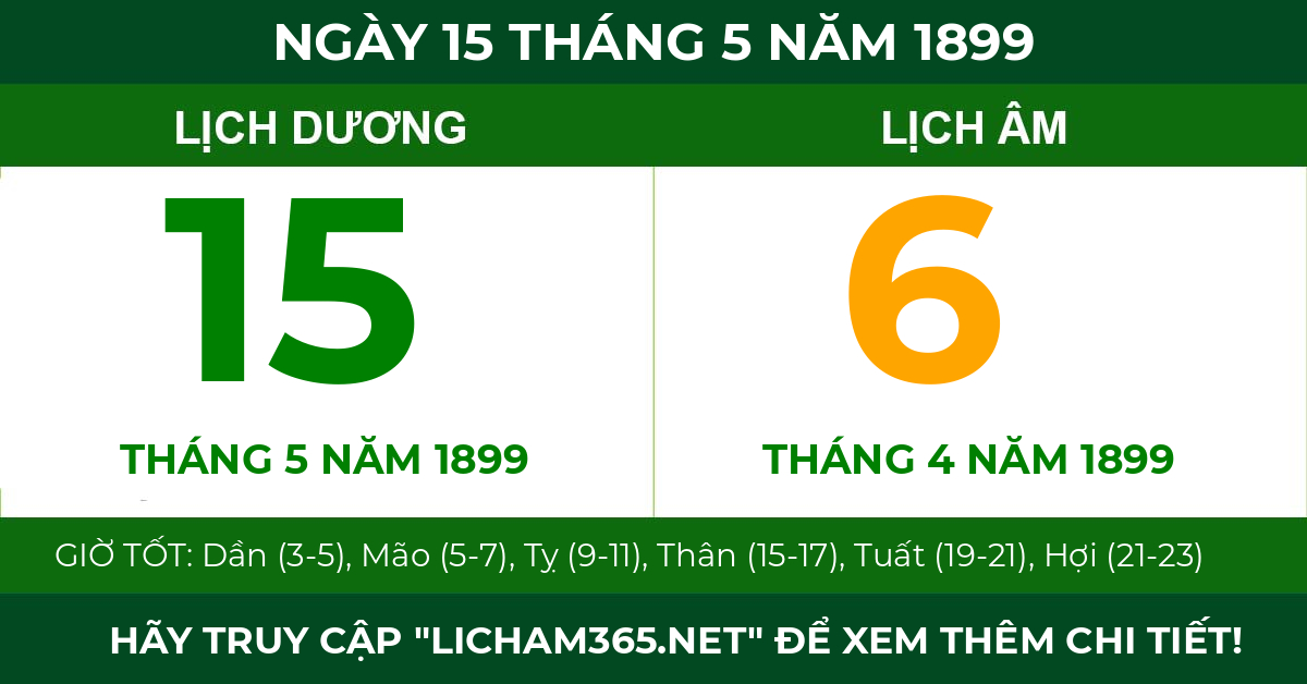 lịch âm ngày 15 tháng 5 năm 1899