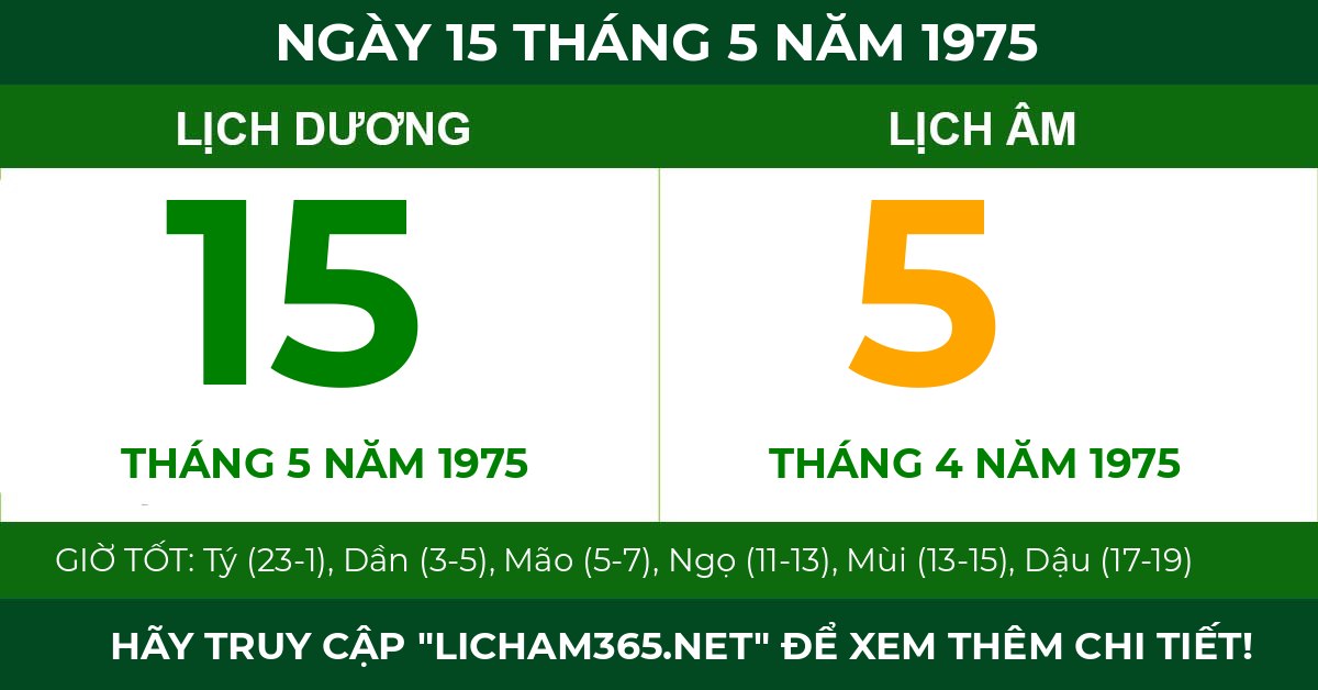 lịch âm ngày 15 tháng 5 năm 1975