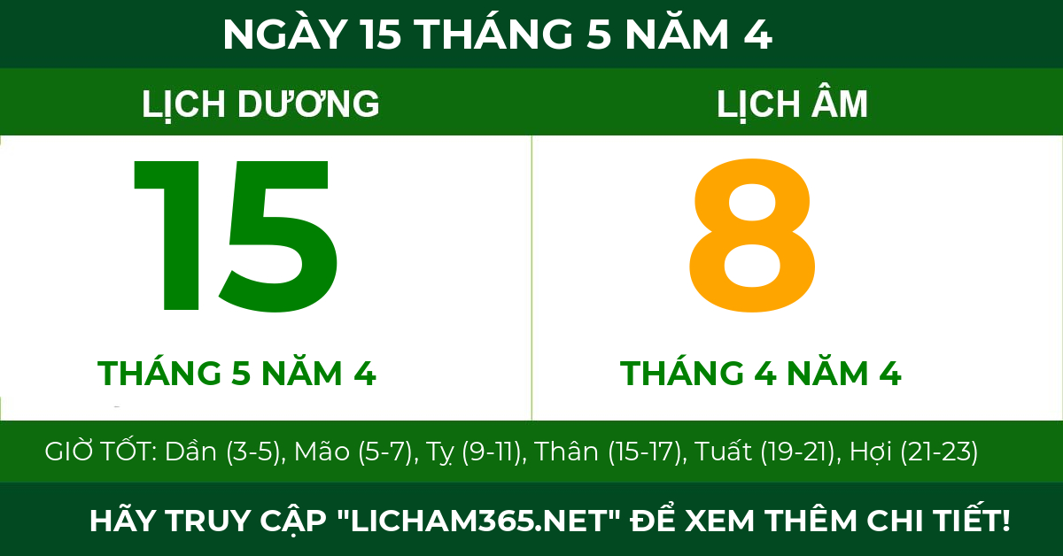 lịch âm ngày 15 tháng 5 năm 4