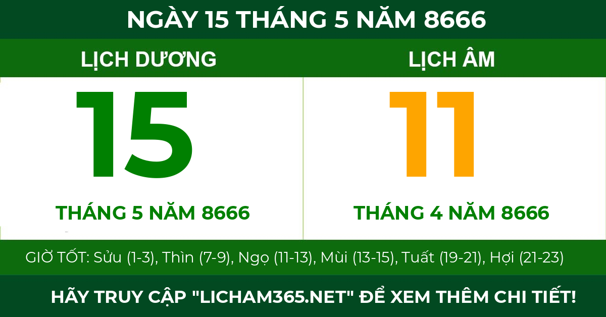 lịch âm ngày 15 tháng 5 năm 8666