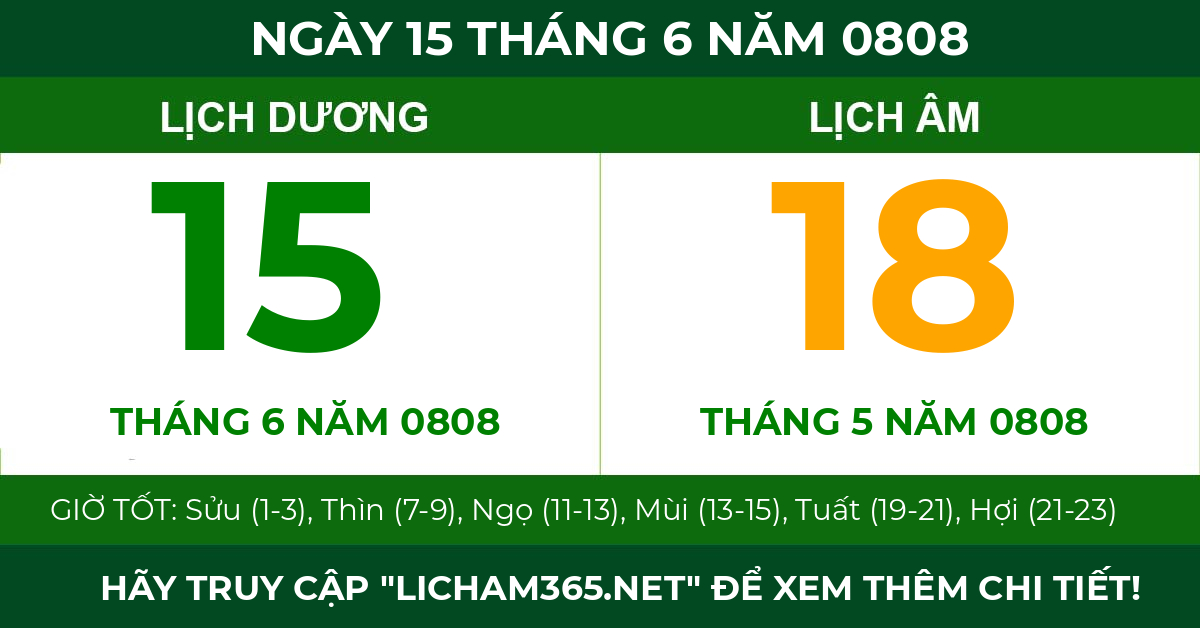 lịch âm ngày 15 tháng 6 năm 0808