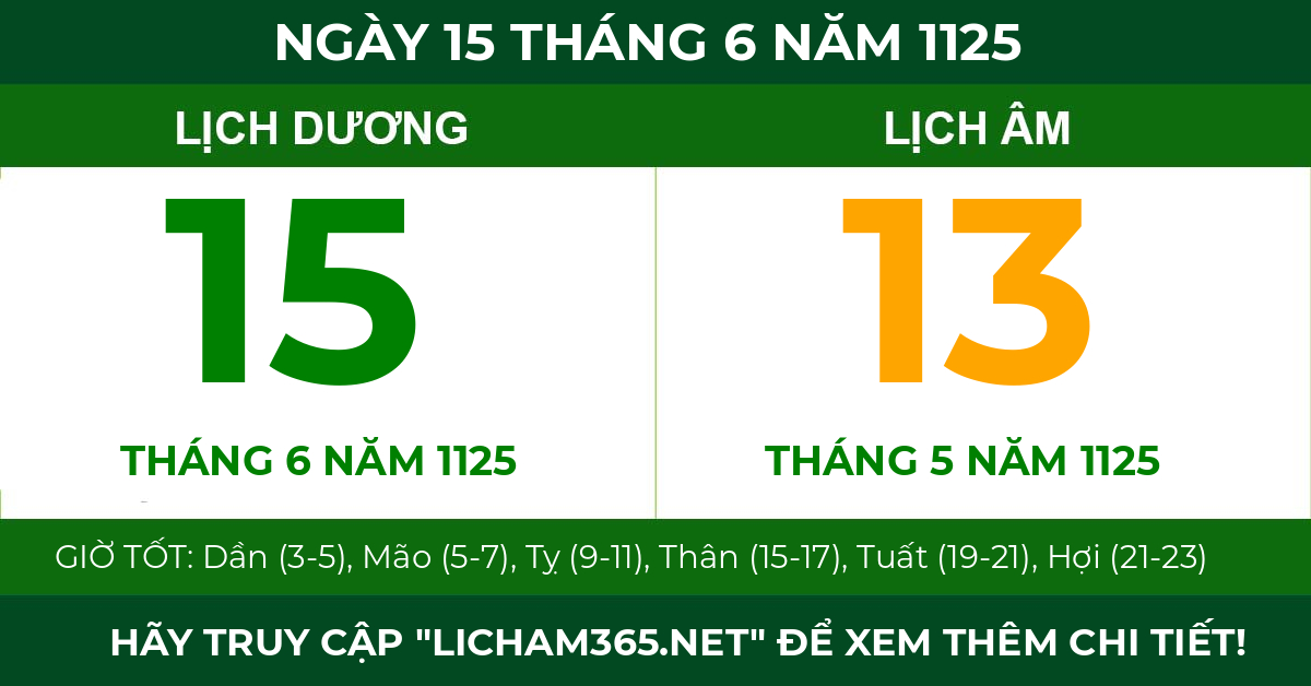 lịch âm ngày 15 tháng 6 năm 1125