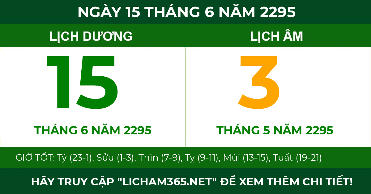 lịch âm ngày 15 tháng 6 năm 2295