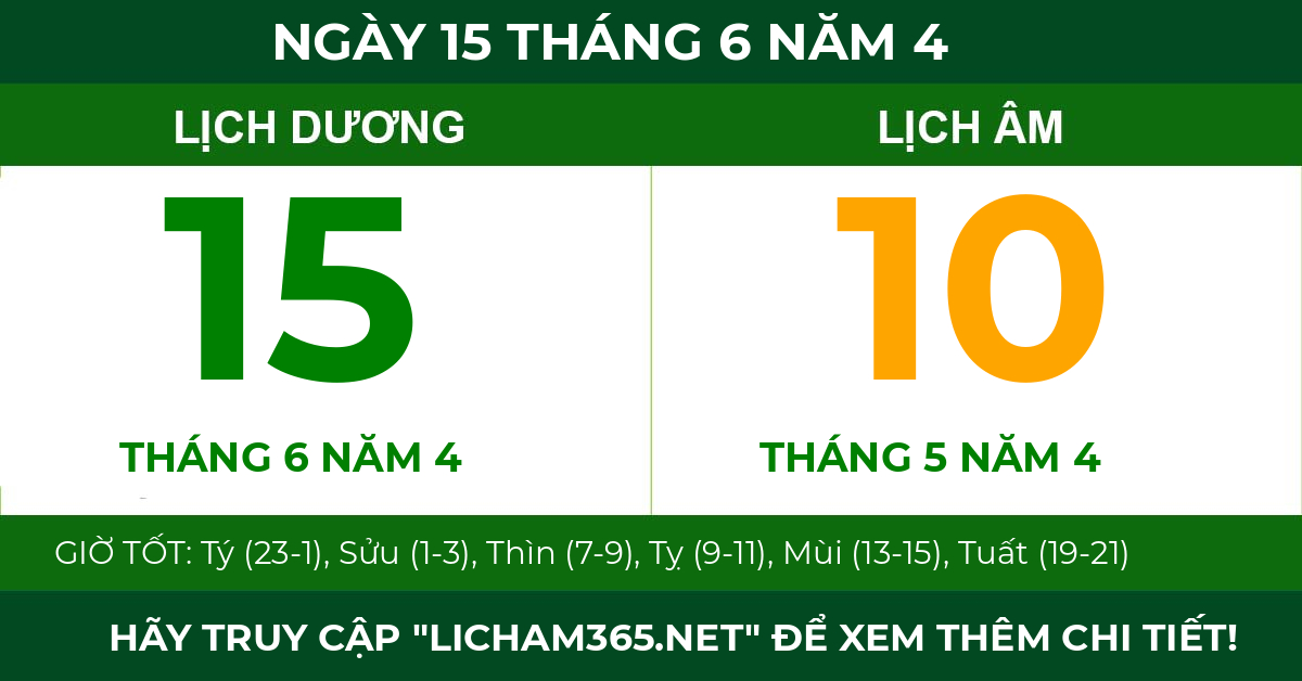 lịch âm ngày 15 tháng 6 năm 4