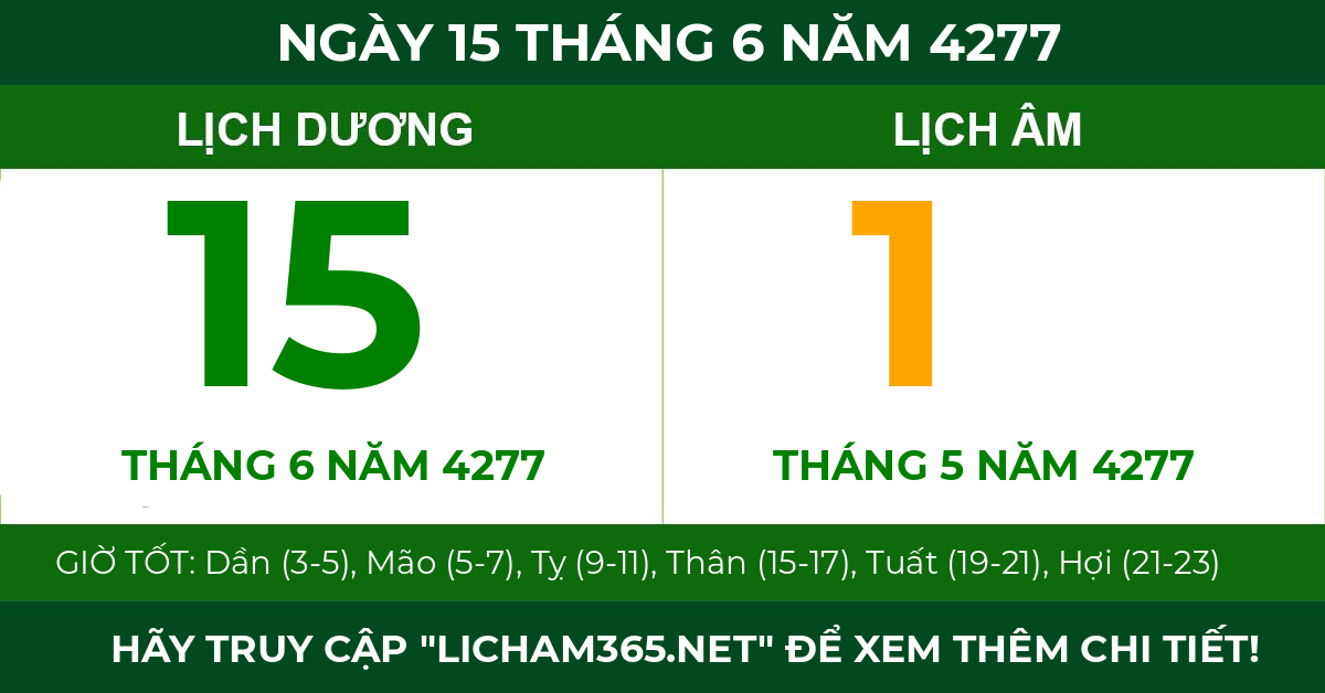 lịch âm ngày 15 tháng 6 năm 4277