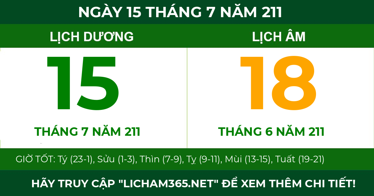 lịch âm ngày 15 tháng 7 năm 211