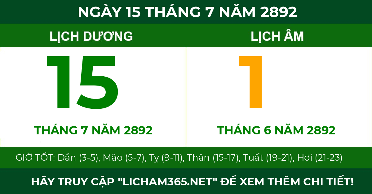 lịch âm ngày 15 tháng 7 năm 2892