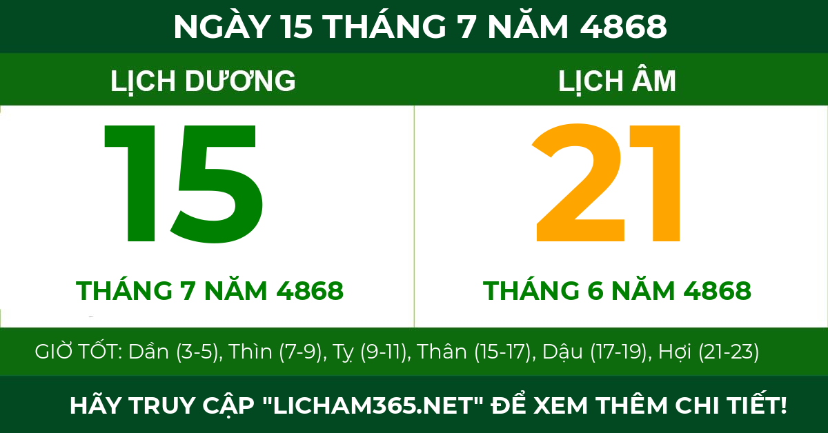 lịch âm ngày 15 tháng 7 năm 4868