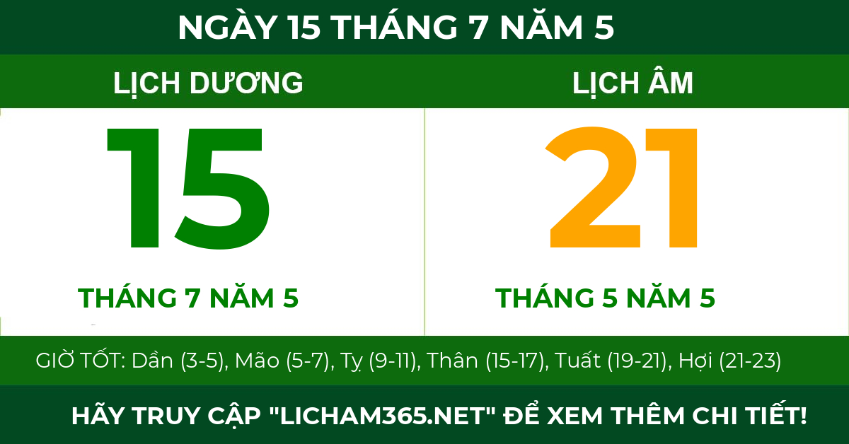 lịch âm ngày 15 tháng 7 năm 5