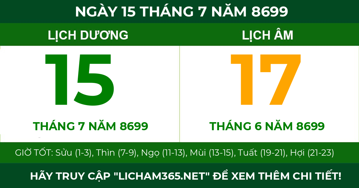 lịch âm ngày 15 tháng 7 năm 8699