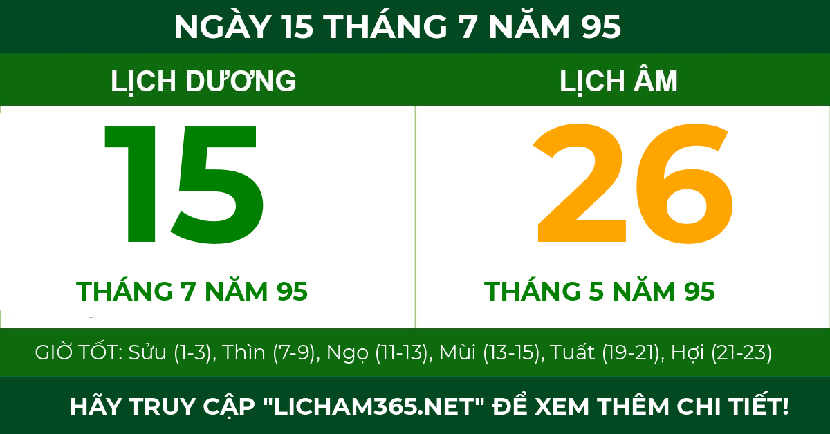 lịch âm ngày 15 tháng 7 năm 95