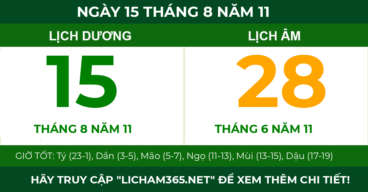 lịch âm ngày 15 tháng 8 năm 11