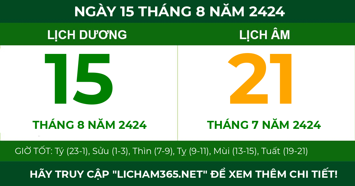lịch âm ngày 15 tháng 8 năm 2424