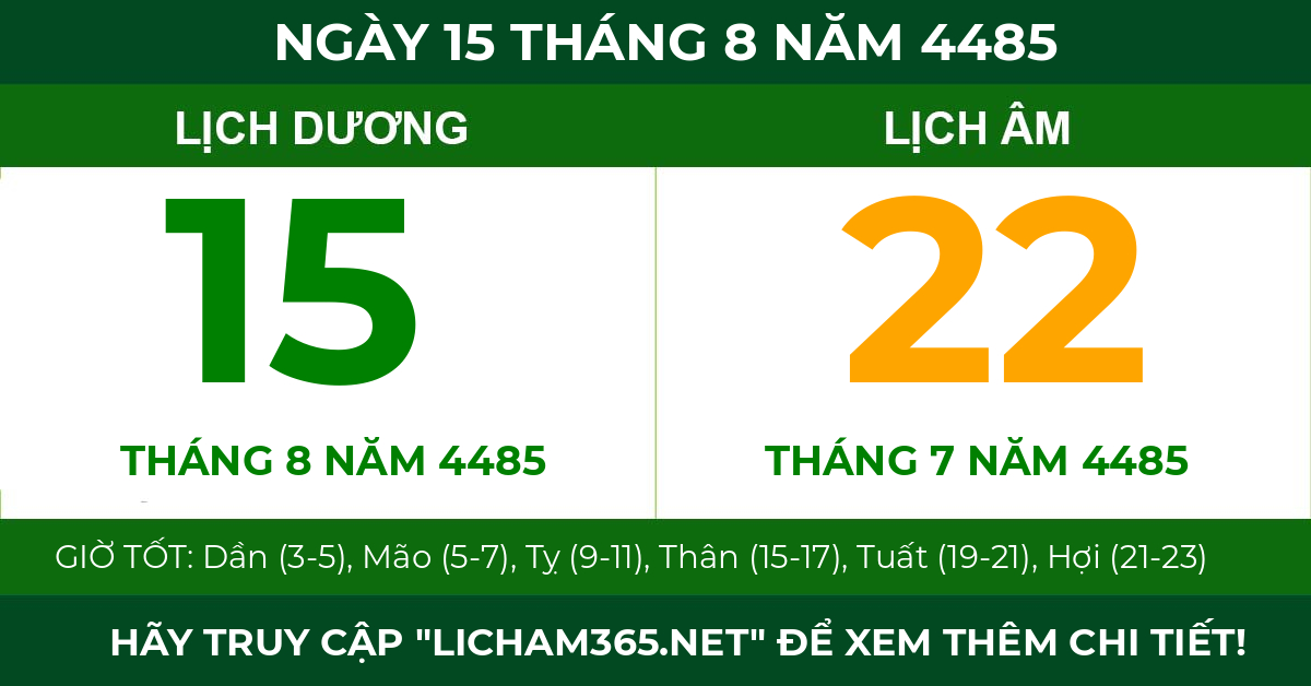 lịch âm ngày 15 tháng 8 năm 4485