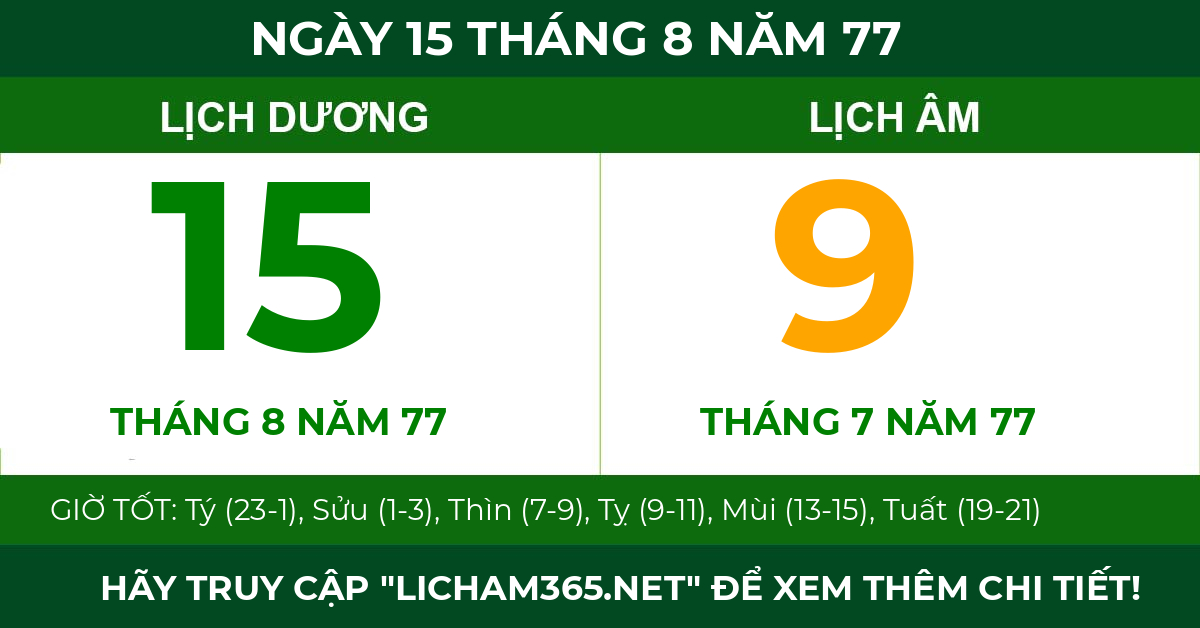 lịch âm ngày 15 tháng 8 năm 77