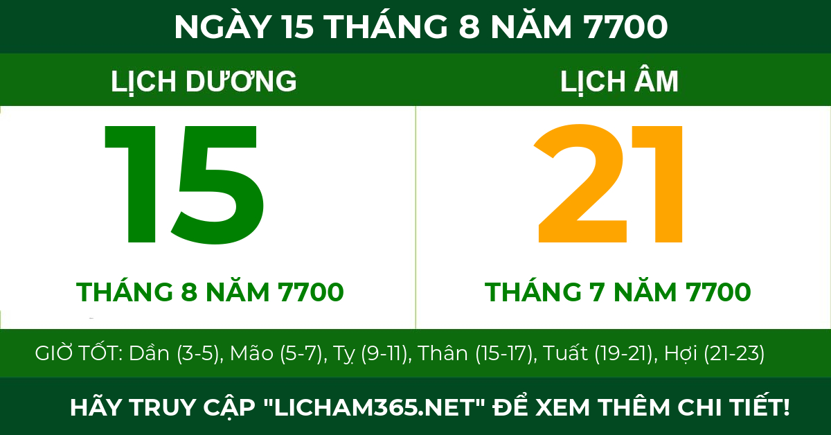 lịch âm ngày 15 tháng 8 năm 7700
