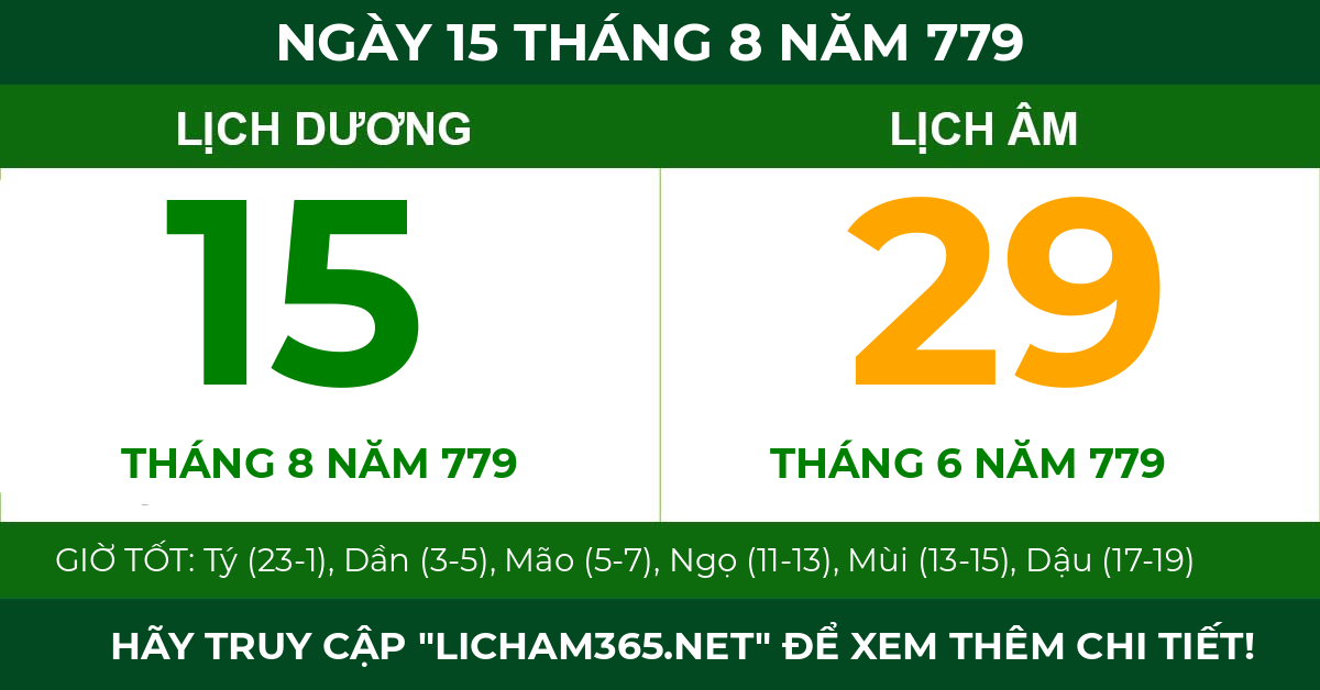 lịch âm ngày 15 tháng 8 năm 779
