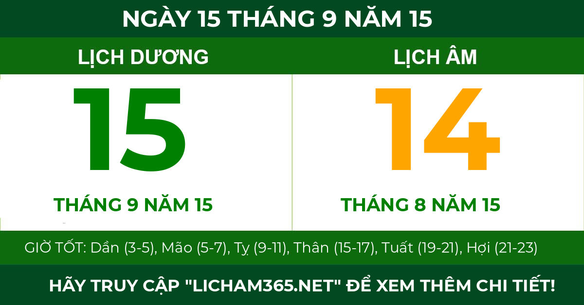 lịch âm ngày 15 tháng 9 năm 15
