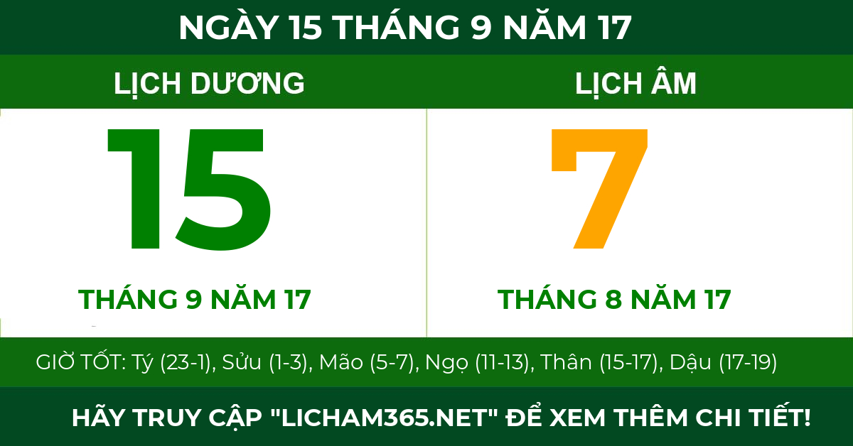 lịch âm ngày 15 tháng 9 năm 17