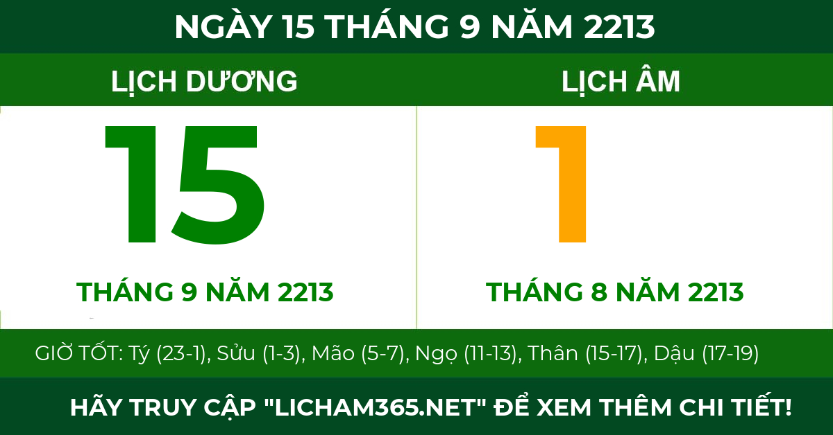 lịch âm ngày 15 tháng 9 năm 2213