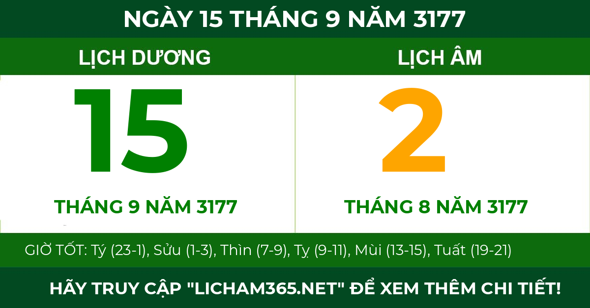 lịch âm ngày 15 tháng 9 năm 3177