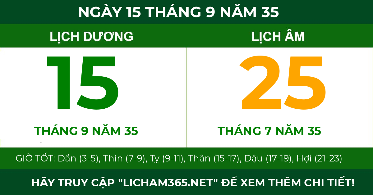 lịch âm ngày 15 tháng 9 năm 35
