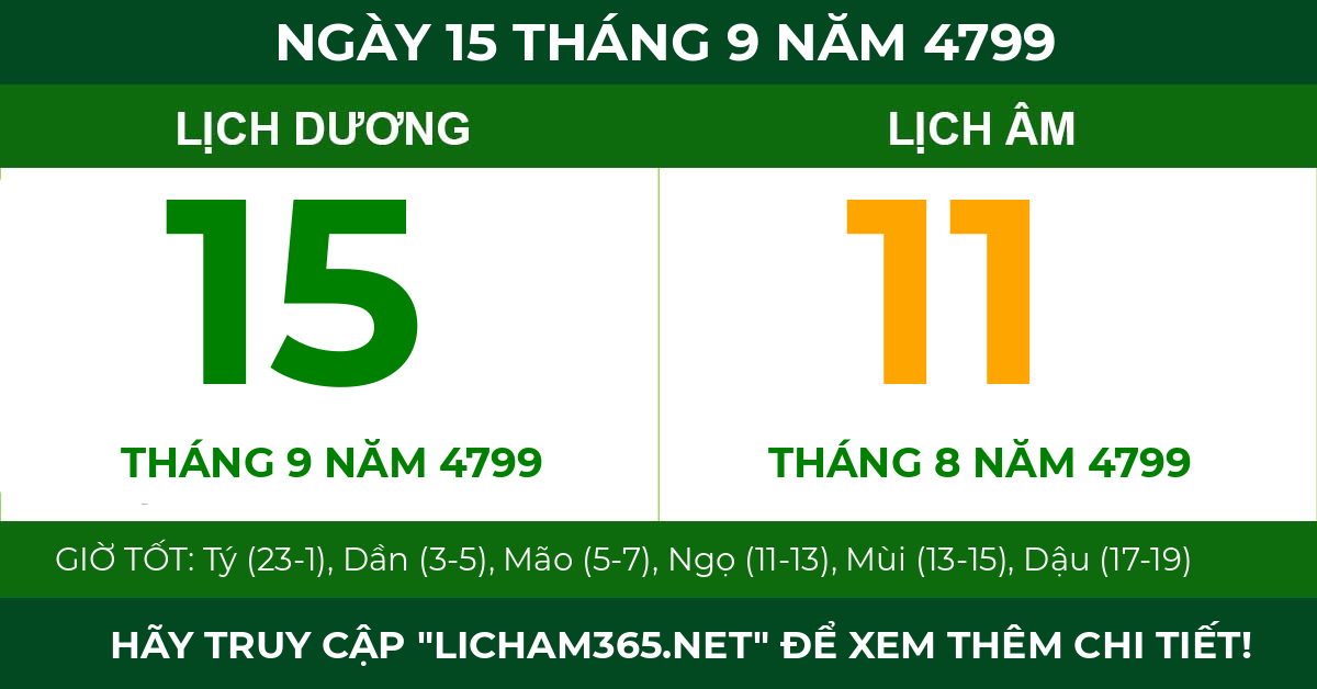 lịch âm ngày 15 tháng 9 năm 4799