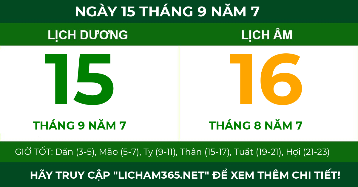 lịch âm ngày 15 tháng 9 năm 7
