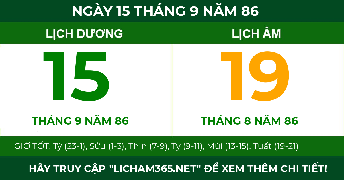 lịch âm ngày 15 tháng 9 năm 86