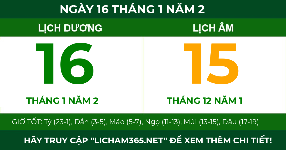 lịch âm ngày 16 tháng 1 năm 2