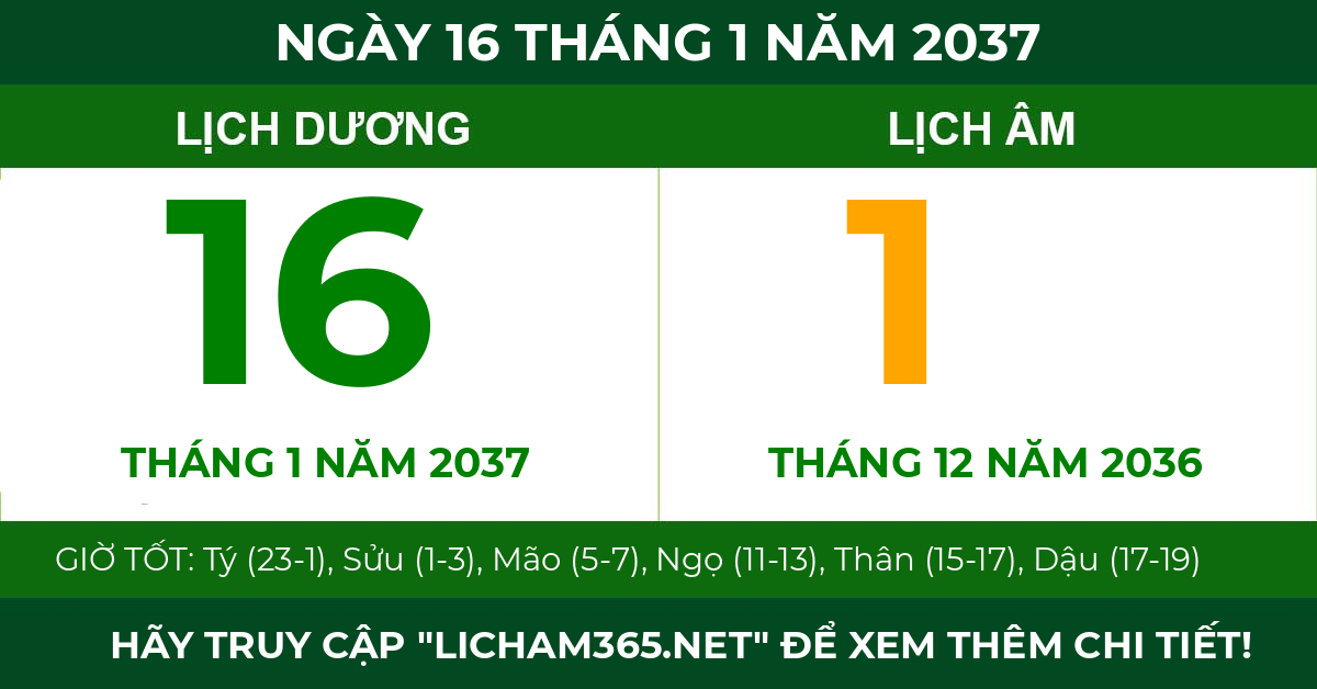 lịch âm ngày 16 tháng 1 năm 2037