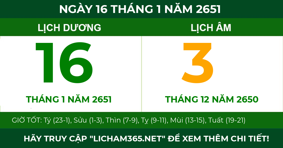 lịch âm ngày 16 tháng 1 năm 2651