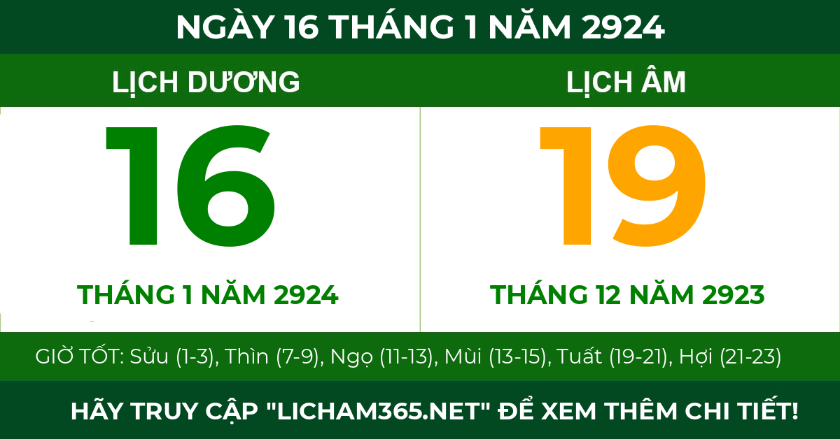 lịch âm ngày 16 tháng 1 năm 2924