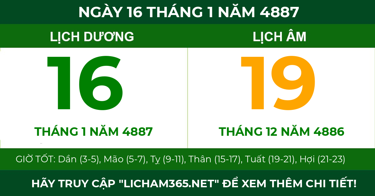 lịch âm ngày 16 tháng 1 năm 4887