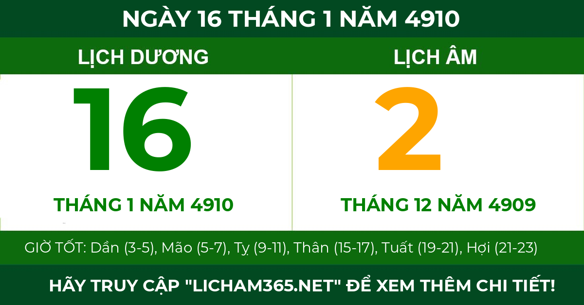 lịch âm ngày 16 tháng 1 năm 4910