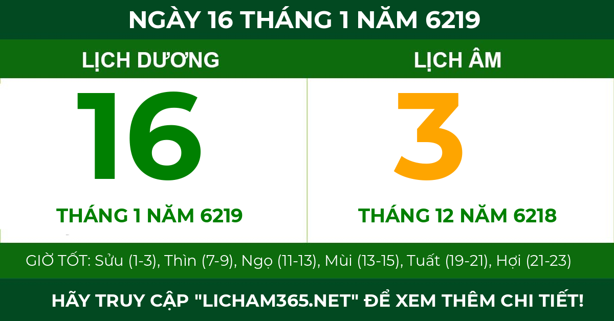 lịch âm ngày 16 tháng 1 năm 6219