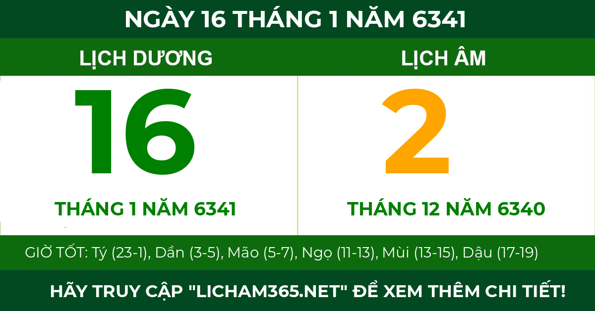 lịch âm ngày 16 tháng 1 năm 6341