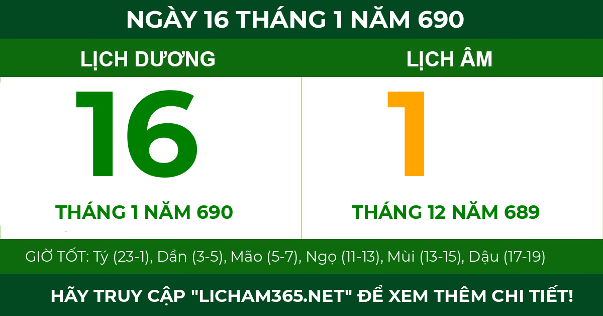 lịch âm ngày 16 tháng 1 năm 690