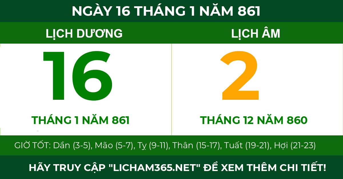 lịch âm ngày 16 tháng 1 năm 861