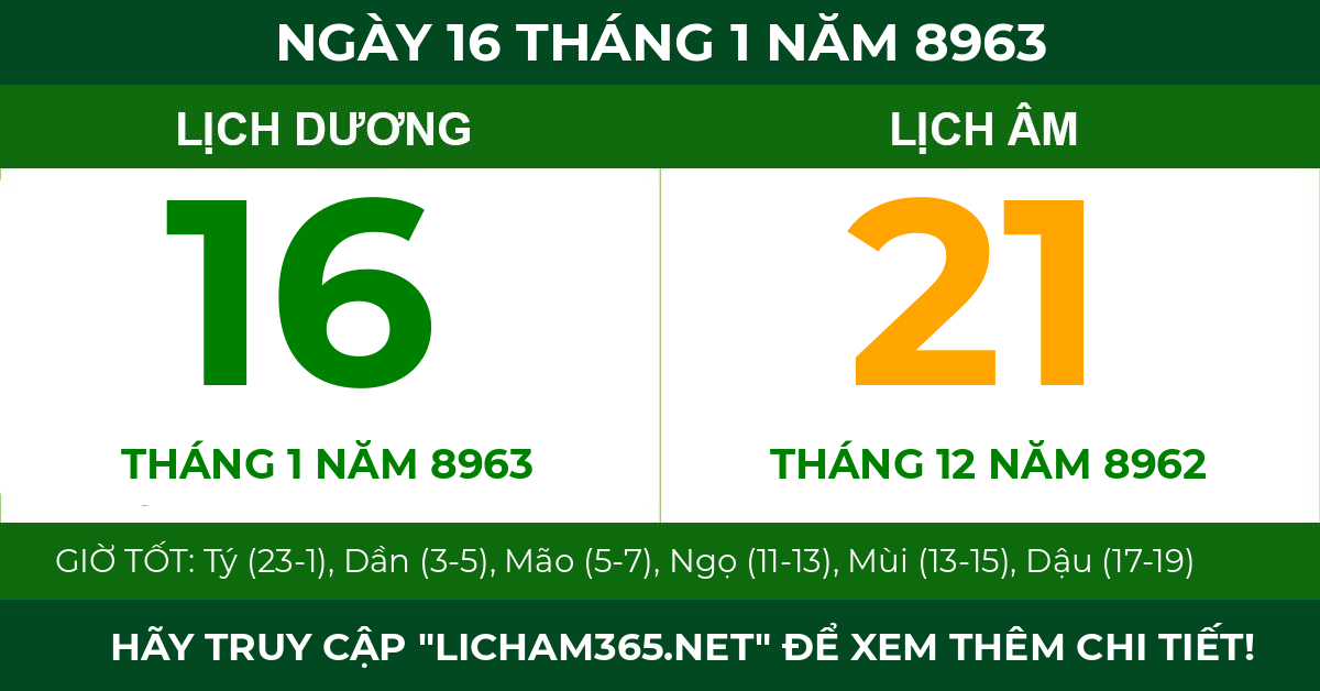lịch âm ngày 16 tháng 1 năm 8963